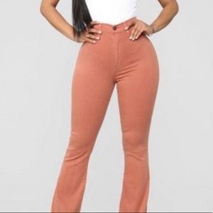 Fashion Nova Rust/Terracotta Colored Flare Jeans
